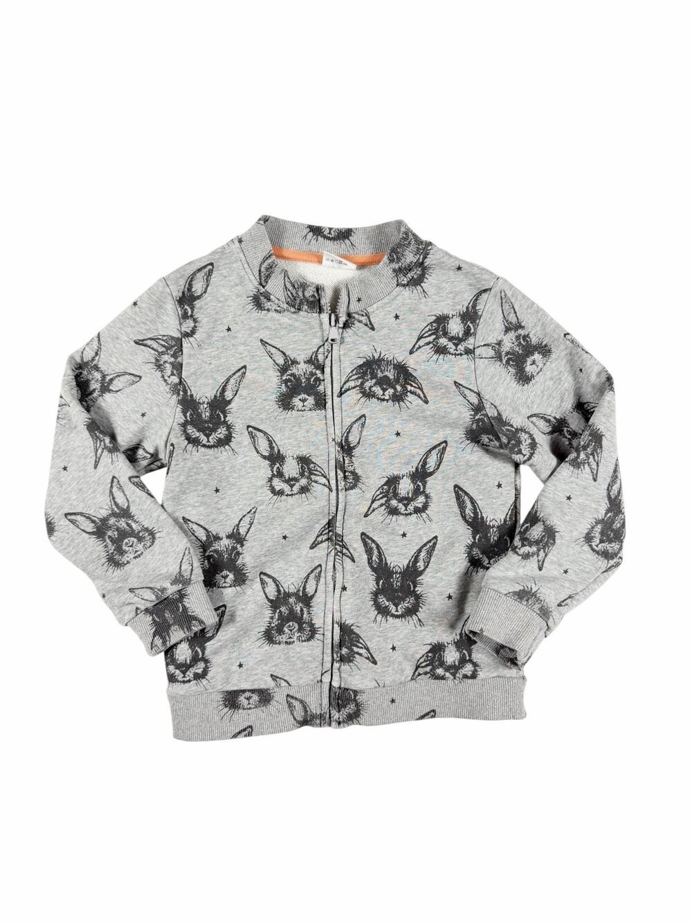 Gold Treasure Bunny Print Zip-Up Sweatshirt Gray Size 6